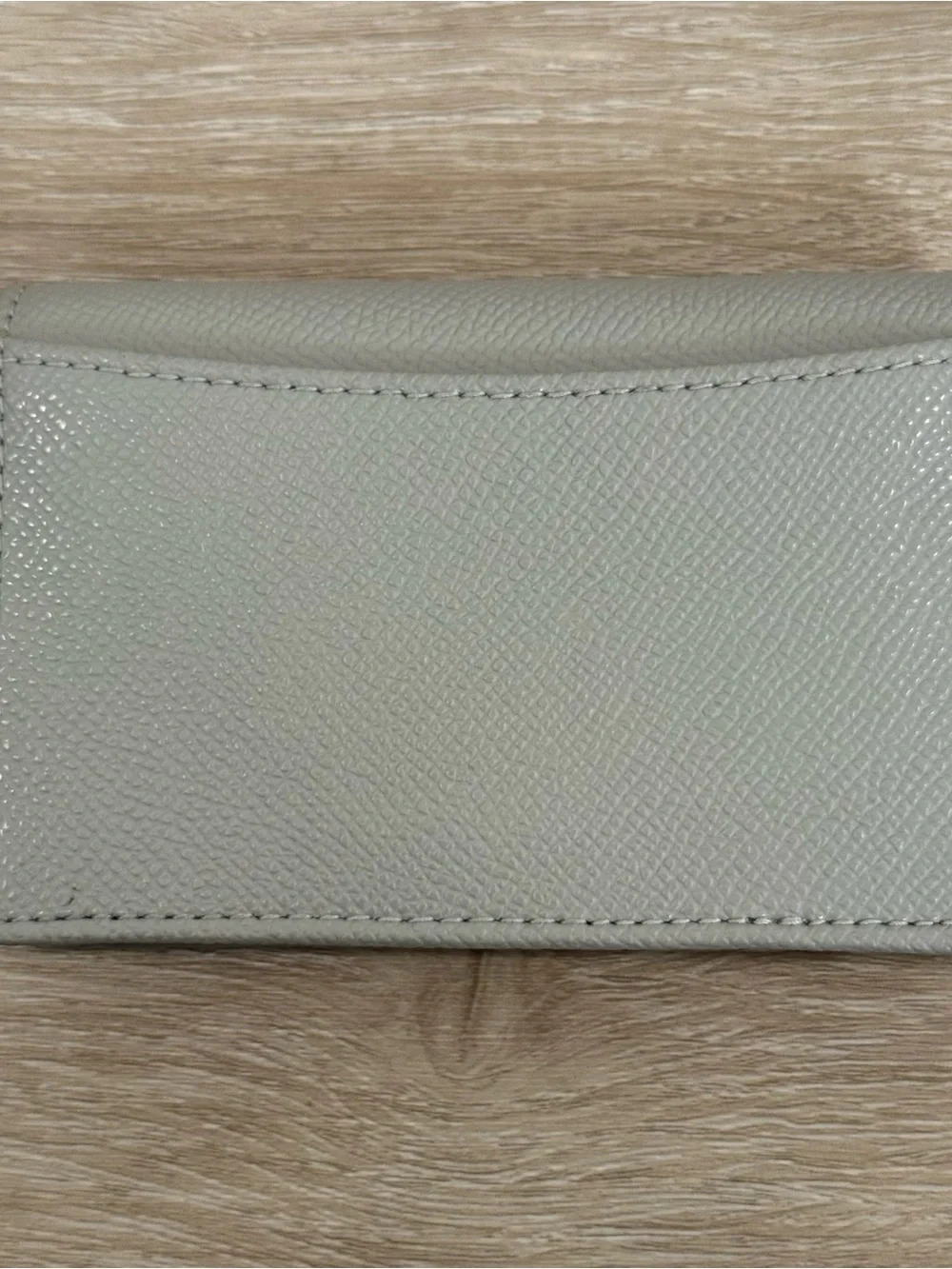 Furla Light Gray Leather Trifold Card Holder with Gold Logo